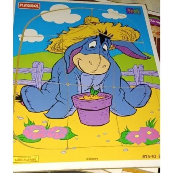 Lot of 8 Vintage Playskool, Peanuts, Barney & Disney Wood Puzzles Collectibles - Picture 7 of 16